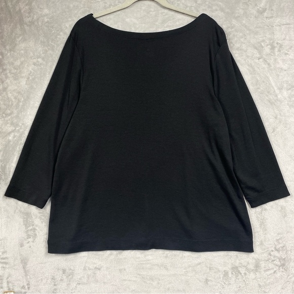 J. Jill Perfect Pima 3/4 Sleeve Seamed Tee Black Size XL Scoop Neck - Picture 3 of 6
